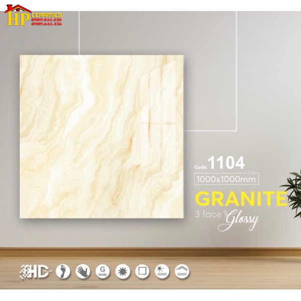 GẠCH LÁT NỀN 100X100 VÂN ĐÁ VÀNG 1104