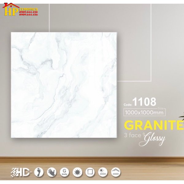 GẠCH LÁT NỀN 100X100 VÂN MÂY XÁM  XANH 1108