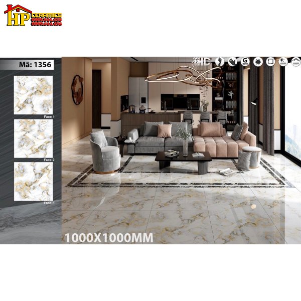 GẠCH LÁT NỀN 100X100  TRẮNG VÂN ĐÁ MARBLE 1356