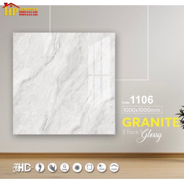 GẠCH LÁT NỀN 100X100 VÂN ĐÁ XÁM 1106