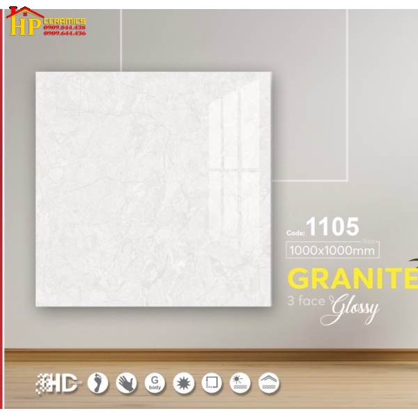 GẠCH LÁT NỀN 100X100 VÂN MÂY XÁM 1105