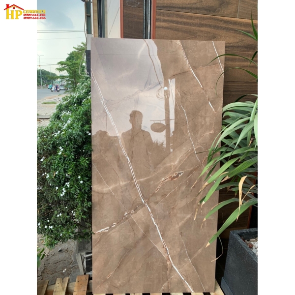 GẠCH LÁT NỀN 80X160 VÂN TIA CHỚP NÂU NHẬP KHẨU