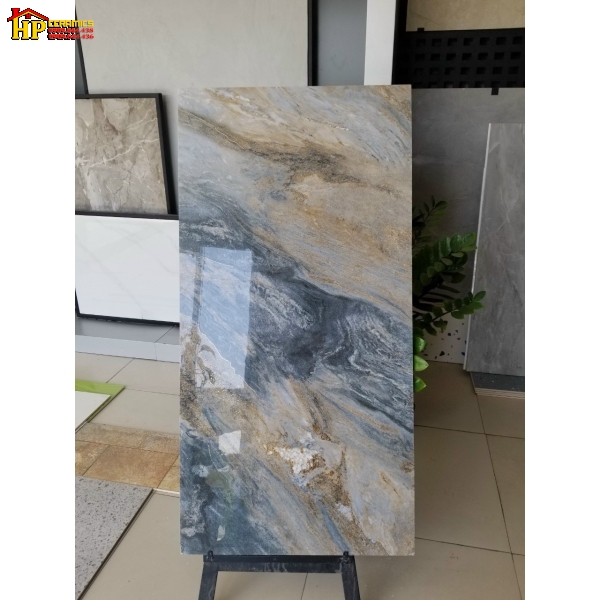 GẠCH LÁT NỀN 60X120 VÂN ĐÁ MARBLE CAM XANH NHẬP KHẨU