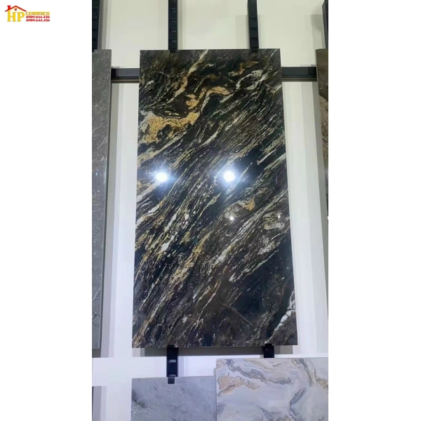 GẠCH LÁT NỀN 60X120 VÂN ĐÁ ĐEN CHỈ VÀNG CAO CẤP