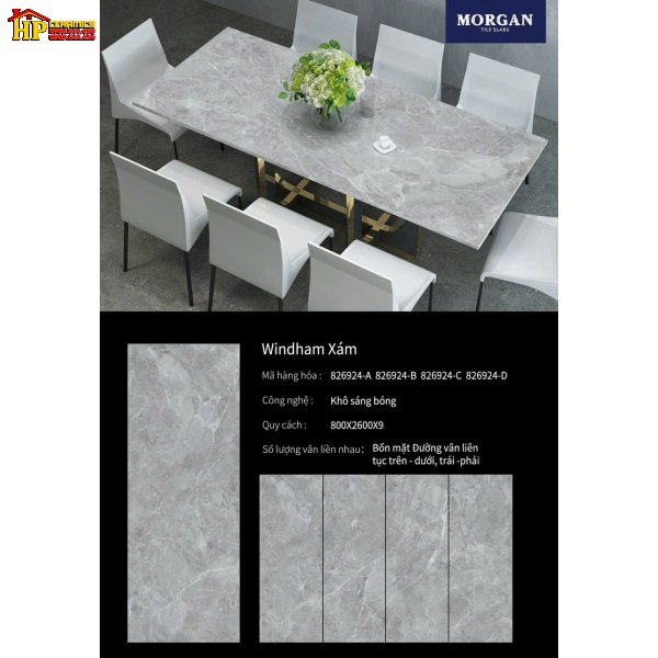GẠCH LÁT NỀN 80X260 VÂN ĐÁ  WINDHAM XÁM 6924