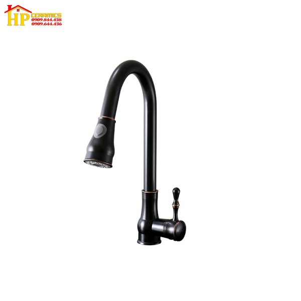 VÒI RỬA CHÉN DÂY RÚT NL ĐỒNG THAU ĐEN RC-09B