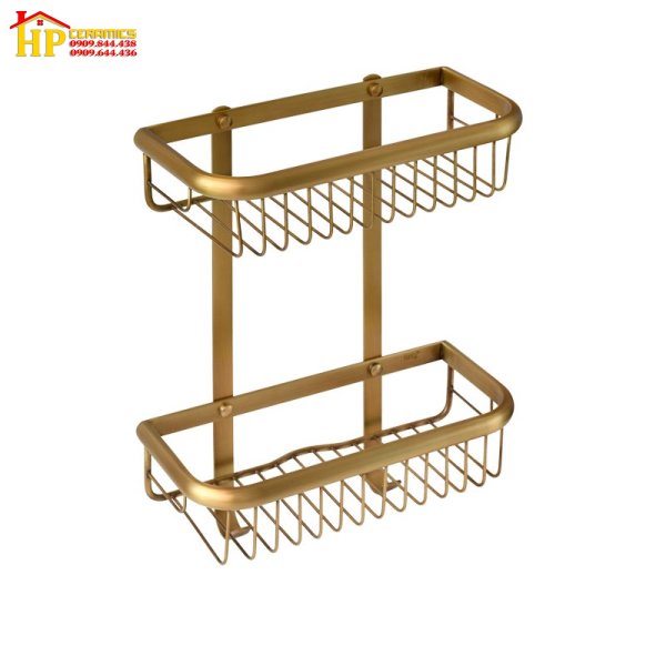 KỆ RỖ 2 TẦNG ĐỒNG THAU CỔ ĐIỂN