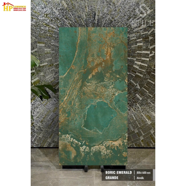 GẠCH LÁT NỀN 80X160 VÂN ĐÁ KIM LOẠI XANH