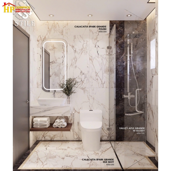 GẠCH LÁT NỀN 80X160 TRẮNG VÂN KHÓI NÂU CAO CẤP