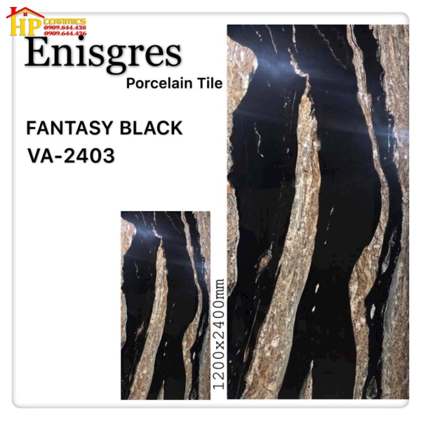 GẠCH LÁT NỀN 120X240 VÂN ĐÁ MARBLE ĐEN 2403