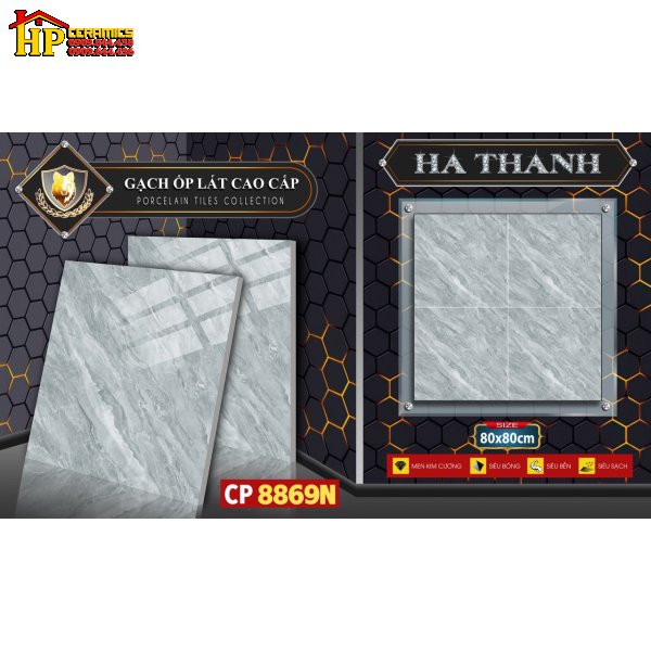 GẠCH LÁT NỀN 80X80 VÂN ĐÁ XÁM 8869