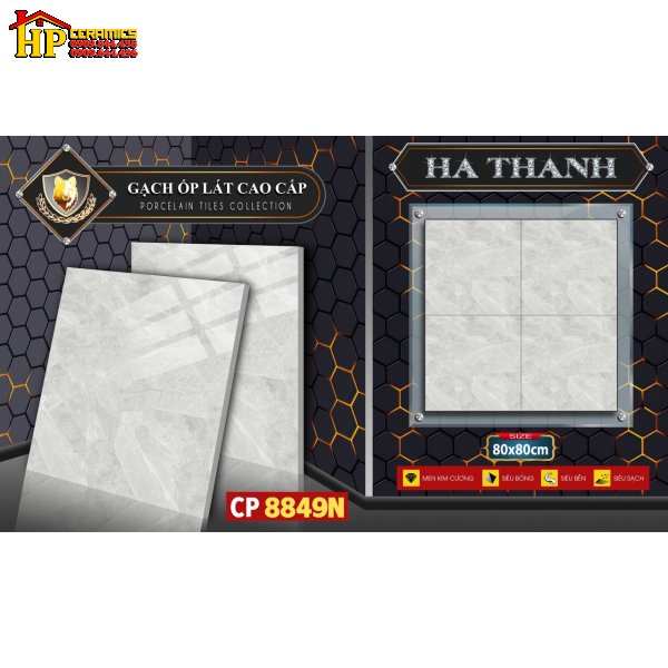 GẠCH LÁT NỀN 80X80 VÂN ĐÁ XÁM 8849