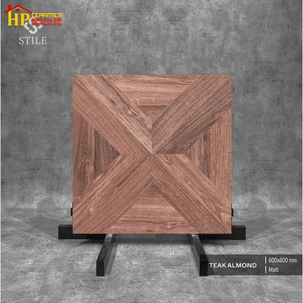 GẠCH LÁT NỀN 60X60 VÂN GỖ GHÉP TEAK  ALMOND CAO CẤP