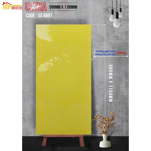 GẠCH ỐP LÁT 60X120 MÀU VÀNG ĐÁ SIÊU BÓNG