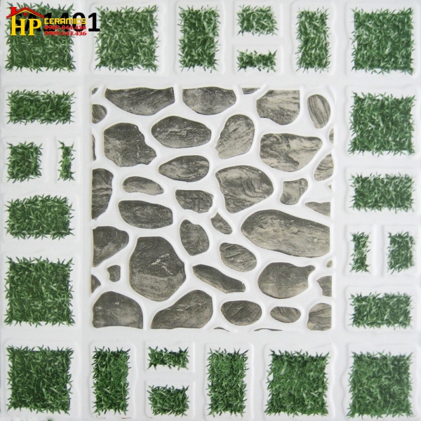 GẠCH SÂN VƯỜN 40X40 SỎI XÁM CỎ XANH GIÁ RẺ