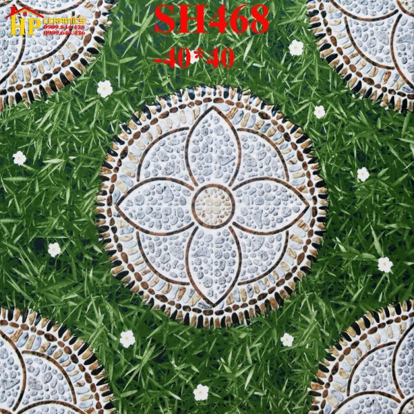 GẠCH SÂN VƯỜN 40X40 CỎ TRANG TRÍ HOA VĂN GIÁ RẺ