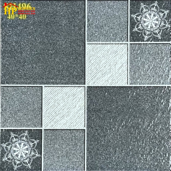 GẠCH SÂN VƯỜN 40X40 XÁM Ô HOA VĂN GIÁ RẺ