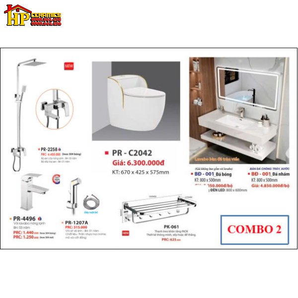COMBO 6 MÓN THIẾT BỊ VỆ SINH C2042 CAO CẤP GIÁ RẺ