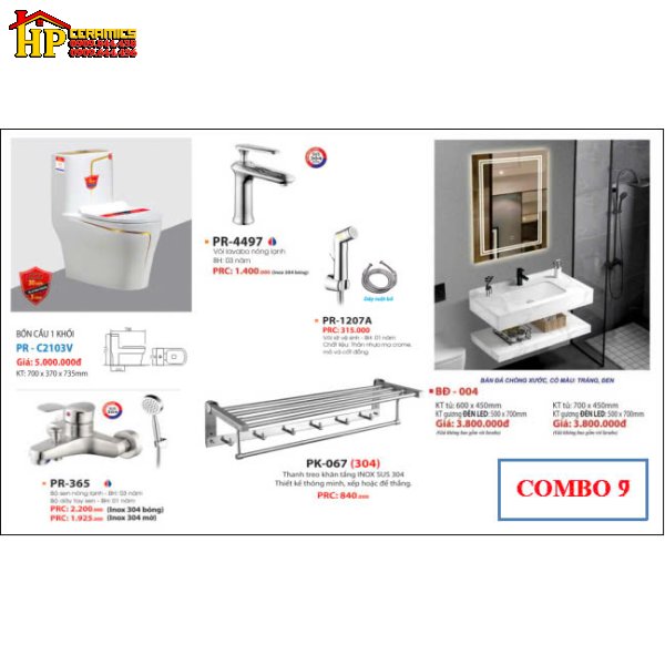 COMBO BÀN CẦU CHỈ VÀNG 6 MÓN CAO CẤP GIÁ RẺ