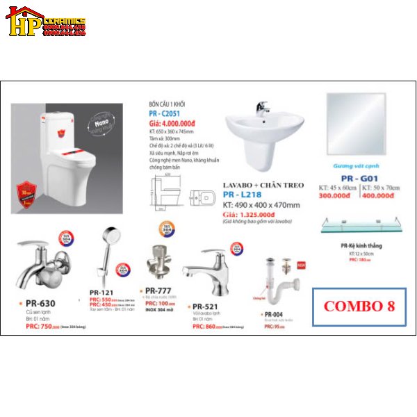 COMBO THIẾT BỊ VỆ SINH BÀN CẦU KHỐI TRẮNG NHỎ CAO CẤP GIÁ RẺ