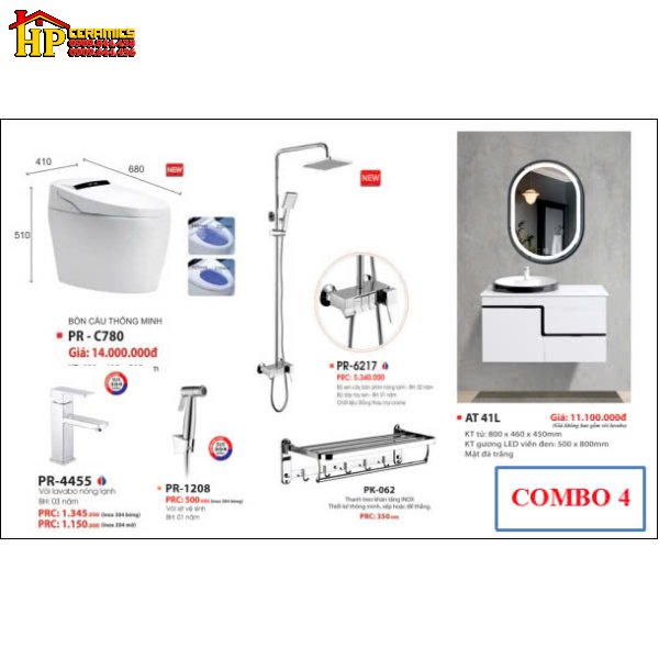 COMBO 6 MÓN THIẾT BỊ VỆ SINH THONG MINH 780 CAO CẤP GIÁ RẺ