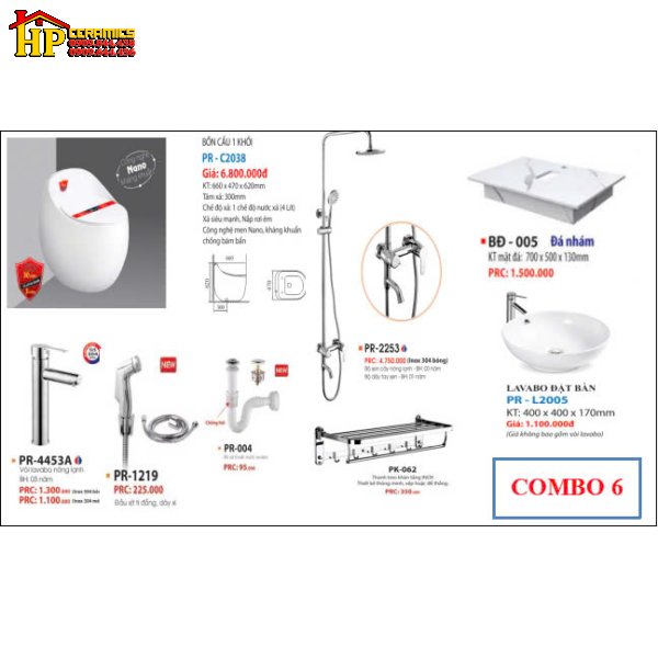COMBO 8 MÓN THIẾT BỊ VỆ SINH BÀN CẦU QUẢ TRỨNG CAO CẤP GIÁ RẺ