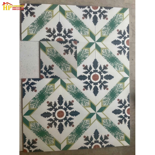 GẠCH ỐP LÁT 30X30 BÔNG CỔ ĐIỂN XANH LÁ