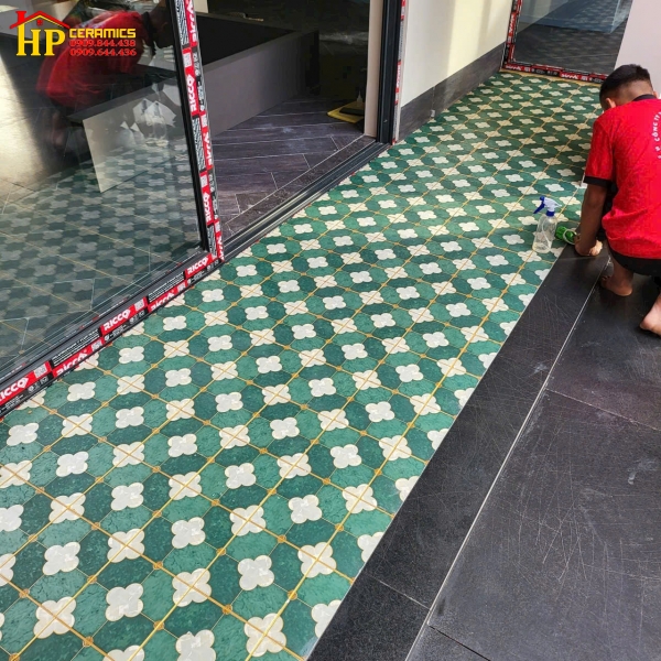 GẠCH 30X30 TRANG TRÍ GIẢ CỔ XANH 521 CAO CẤP GIÁ RẺ