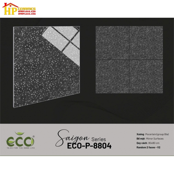 GẠCH LÁT NỀN 80X80 MÀU XÁM ĐẬM VÂN ĐÁ MÀI 8804 CAO CẤP GIÁ RẺ