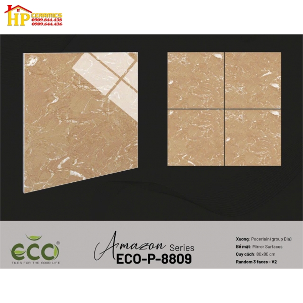 GẠCH LÁT NỀN 80X80 NÂU ĐÁ MARBLE 8809 CAO CẤP GIÁ RẺ