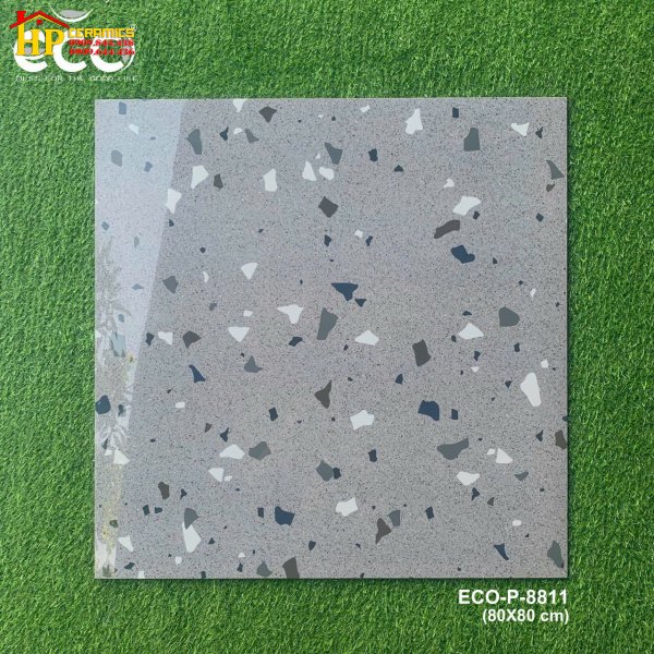 GẠCH LÁT NỀN 80X80 MÀU XÁM ĐÁ MÀI ĐEN TRẮNG 8811 CAO CẤP GIÁ RẺ