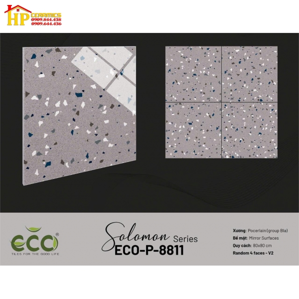 GẠCH LÁT NỀN 80X80 MÀU XÁM ĐÁ MÀI ĐEN TRẮNG 8811 CAO CẤP GIÁ RẺ