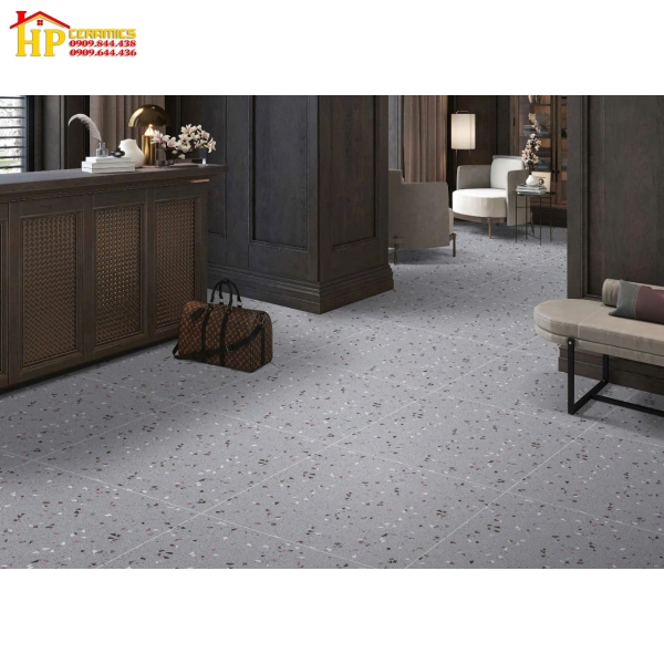 GẠCH LÁT NỀN 60X60 MÀU XÁM VÂN ĐÁ MÀI HIỆU ỨNG TINH THỂ 6625 CAO CẤP GIÁ RẺ