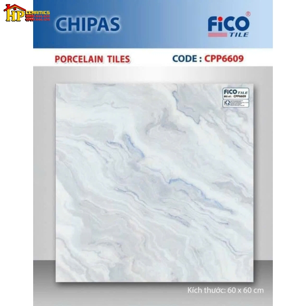 GẠCH LÁT NỀN 60X60 VÂN KHÓI MÂY XANH 6609 CAO CẤP GIÁ RẺ