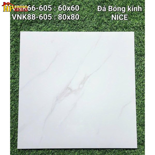 GẠCH LÁT NỀN 80X80 TRẮNG VÂN KHÓI ĐÁ NICE 605 CAO CẤP GIÁ RẺ