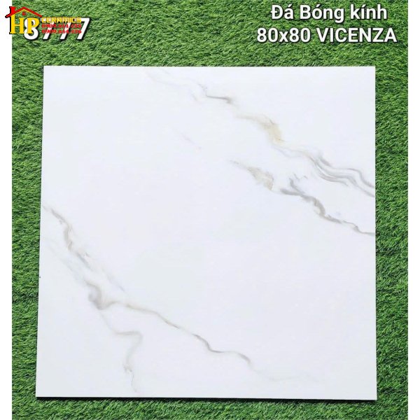 GẠCH LÁT NỀN 80X80 TRẮNG VÂN KHÓI VÀNG 8777 CAO CẤP GIÁ RẺ