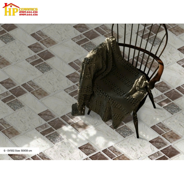 GẠCH LÁT NỀN 50X50 GIẢ CỔ NÂU 502 CAO CẤP GIÁ RẺ