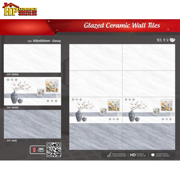 GẠCH ỐP TƯỜNG 30X60 VÂN ĐÁ XÁM ĐIỂM HƯƠU VÀNG 3606 CAO CẤP GIÁ RẺ
