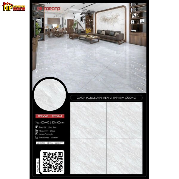 GẠCH LÁT NỀN 60X60 VÂN MÂY XÁM TRT6844 CAO CẤP GIÁ RẺ