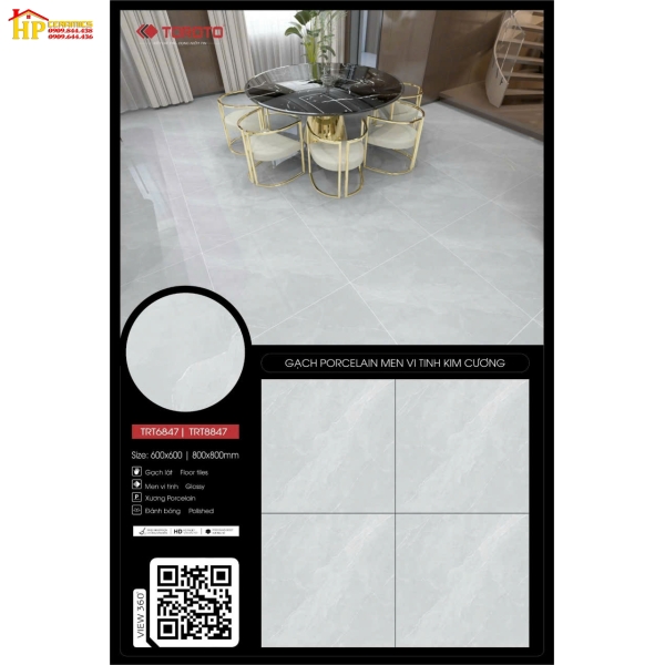 GẠCH LÁT NỀN 60X60 VÂN MÂY XÁM TRT6847 CAO CẤP GIÁ RẺ