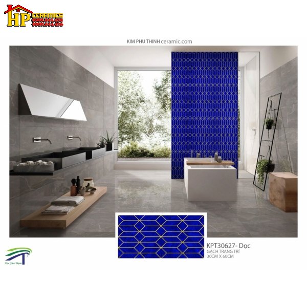 GẠCH ỐP TƯỜNG 300X600 TRANG TRÍ HÌNH LẬP THỂ XANH BIỂN 30627 CAO CẤP GIÁ RẺ
