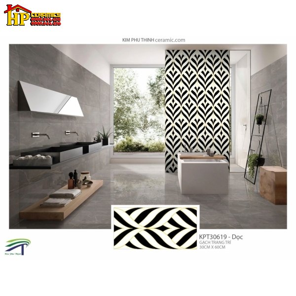 GẠCH ỐP TƯỜNG 30X60 TRANG TRÍ ĐEN TRẮNG 30619 CAO CẤP GIÁ RẺ