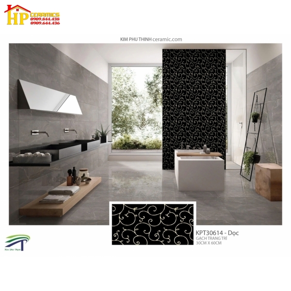 GẠCH ỐP TƯỜNG 30X60 TRANG TRÍ ĐEN CHỈ VÀNG 30614 CAO CẤP GIÁ RẺ