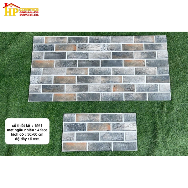 GẠCH TRANG TRÍ 30X60 XÂY GẠCH XÁM NÂU 1561 CAO CẤP GIÁ RẺ