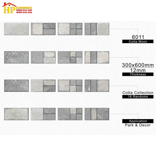 GẠCH TRANG TRÍ 300X600 GIẢ CỔ XÁM 6011 CAO CẤP GIÁ RẺ