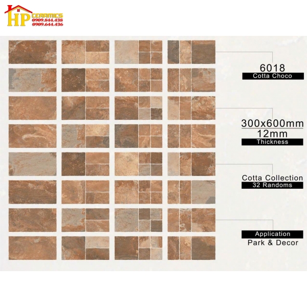 GẠCH TRANG TRÍ 300X600 GIẢ CỔ NÂU ĐẤT SÉT 6018 CAO CẤP GIÁ RẺ