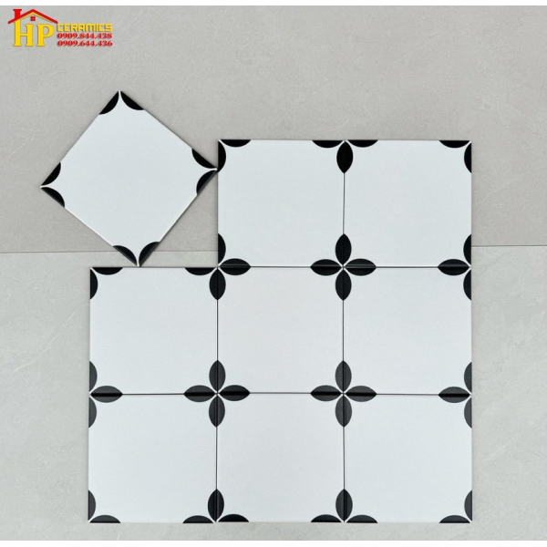GẠCH LÁT NỀN 20X20 TRẮNG ĐIỂM BÔNG 4 GÓC CỔ ĐIỂN CAO CẤP GIÁ RẺ