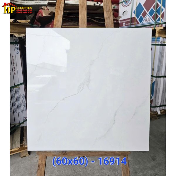 GẠCH LÁT NỀN 60X60 TRẮNG VÂN KHÓI 16914 CAO CẤP GIÁ RẺ