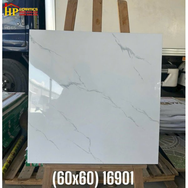 GẠCH LÁT NỀN 60X60 TRẮNG VÂN KHÓI 16901 CAO CẤP GIÁ RẺ