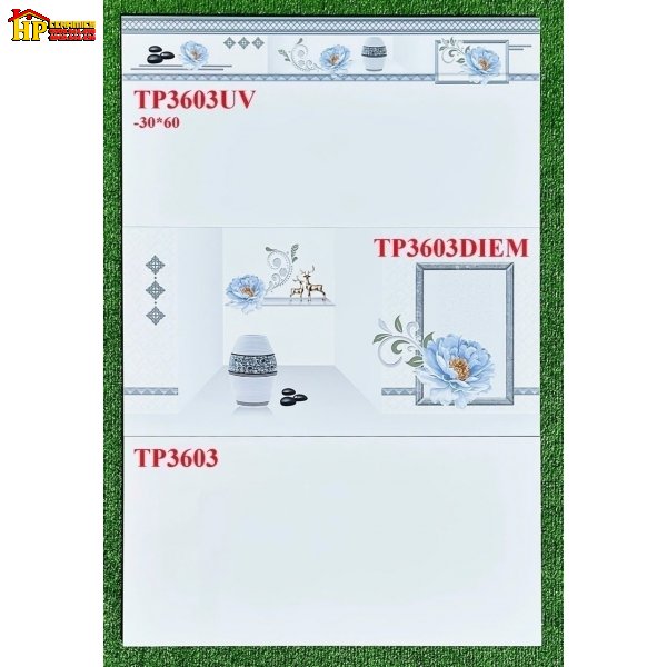 GẠCH ỐP TƯỜNG 30X60 TRẮNG TRƠN ĐIỂM BÔNG XANH CAO CẤP GIÁ RẺ